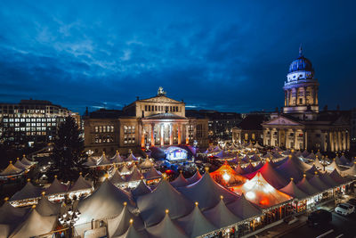 City lit up at night