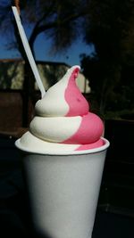 Close-up of ice cream on table