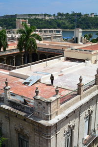 High angle view of old building