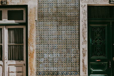 Full frame shot of window of old building