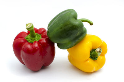 Close-up of fruits against white background