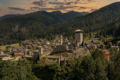 High angle view of townscape against sky