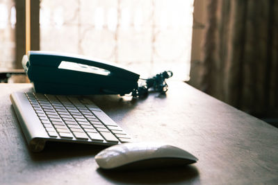 Close-up of laptop on table