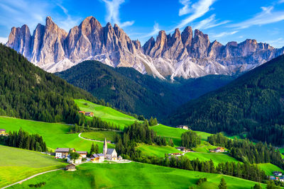 St johann church, santa maddalena, church village in the dolomites south tyrol, italy