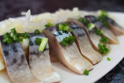 Close-up of fish served in plate