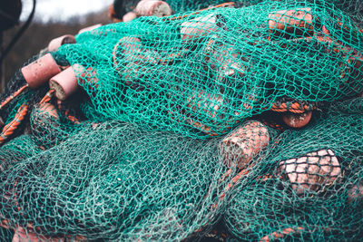 High angle view of fishing net