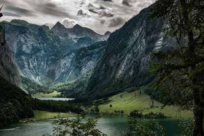 Scenic view of lake and mountains