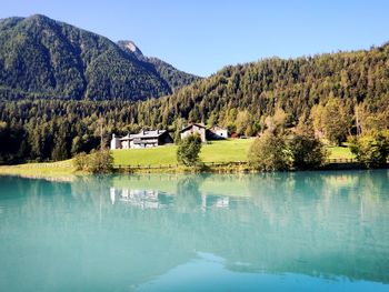 Scenic view of lake against sky