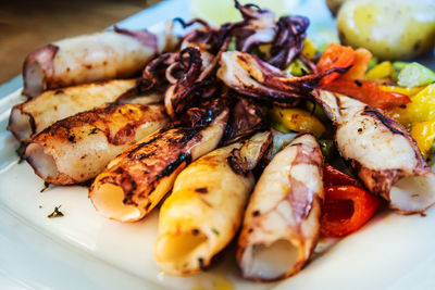 Close-up of meal served in plate