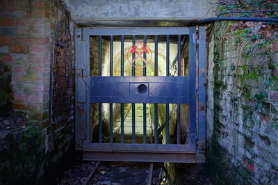 Closed door of abandoned building