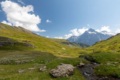 Scenic view of mountains against sky