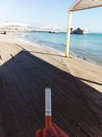 View of sea against blue sky