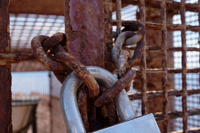 Close-up of rusty chain
