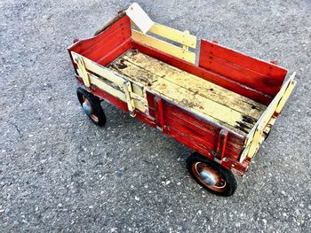 Red vintage car on road