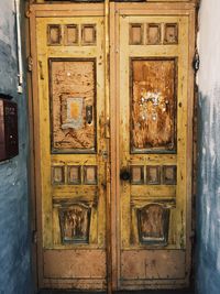 Closed door of old house