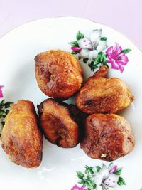 High angle view of food in plate