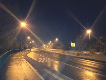 Road in winter at night