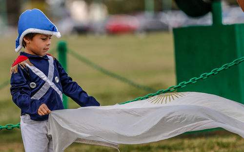 Boy looking at camera