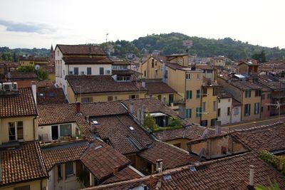 High angle view of townscape against sky