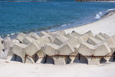High angle view of beach against sky
