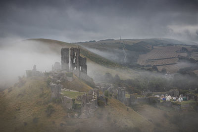 Buildings in foggy weather
