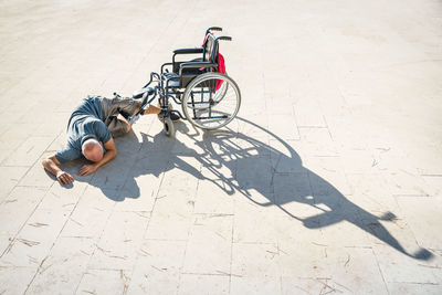 High angle view of bicycle on street