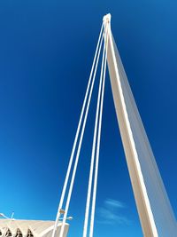 Low angle view of building against clear blue sky