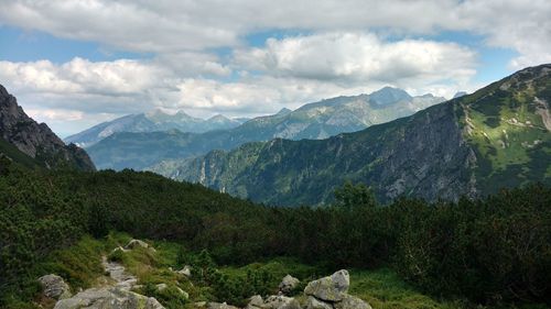 Scenic view of mountains against sky