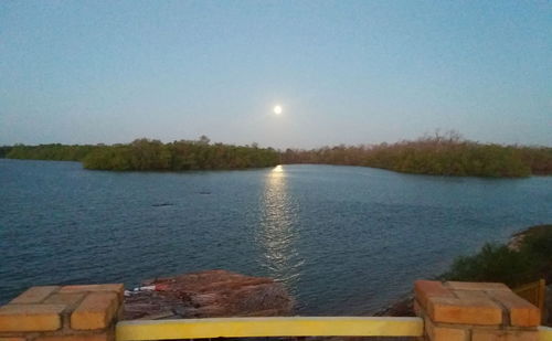 Scenic view of lake against clear sky