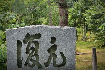 Close-up of information sign