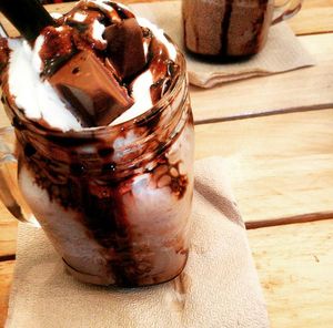 Close-up of dessert on table