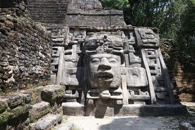 View of statues against temple