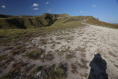 Scenic view of land against sky
