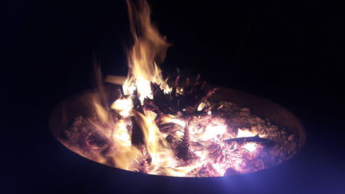 Close-up of bonfire at night