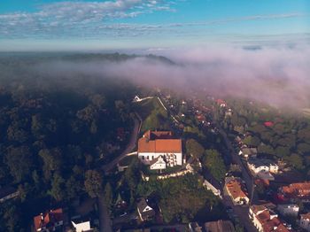 High angle view of townscape against sky