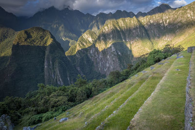 Scenic view of land and mountains