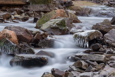 Scenic view of waterfall