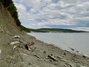 Scenic view of beach against sky