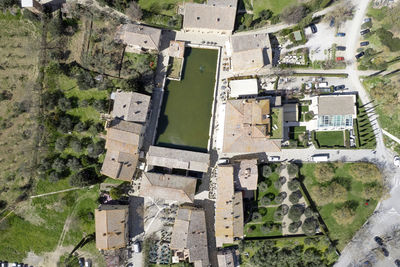 High angle view of buildings in city