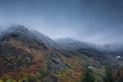 Scenic view of mountain against sky during autumn