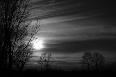 Silhouette bare tree against sky at sunset