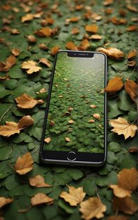 High angle view of woman using mobile phone