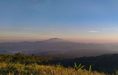 Scenic view of field against sky during sunset