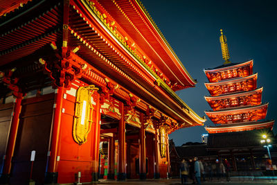 Illuminated senso-ji buddhist temple in asakusa at night
