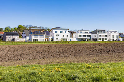 Germany, magstadt, modern one-family houses with solar thermal energy