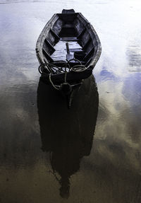 High angle view of boat in water