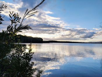 Scenic view of lake against sky