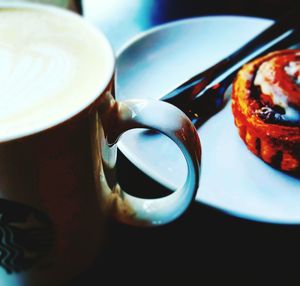 High angle view of coffee on table