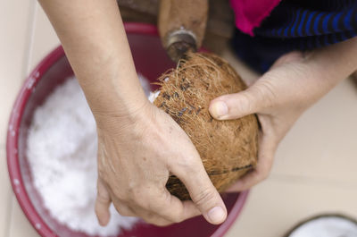 Close-up of hand holding food