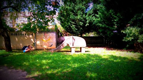 Park bench in park